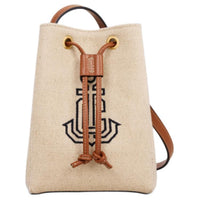 CELINE Fabric With Cow Leather Crossbody Bag, Shoulder Bag Mini Women's Natural & Tan