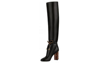 LOUIS VUITTON Silhouette Knee-high Boots 10cm Women's Black