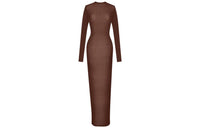 SAINT LAURENT Long-Sleeved Dresses Women's Chocolate