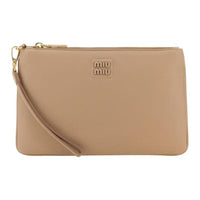 MIU MIU Leather Clutch Women's Beige