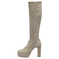 CHANEL Knee high Boots 11cm Women's Beige