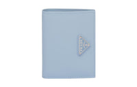 PRADA Brushed Leather Wallet Small Size Women's Light Blue