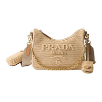 PRADA Re Edition Raffia Shoulder Bag Women's Natural