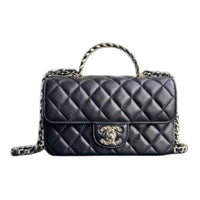 CHANEL Leather Portable Crossbody Bag Shoulder Bag Women's Black