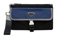 PRADA Fabric Clutch Men's Blue Black