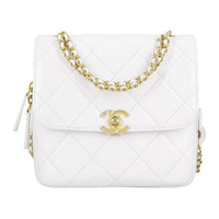 CHANEL 23P SS Sheepskin Backpack Women's White