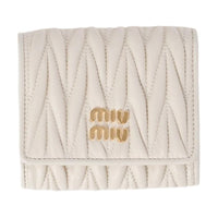 MIU MIU Matelassé Leather Wallet Women's White