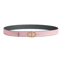 HERMES Calfskin Leather Belts Women's Rose Cherry Blossom Gray Mist Width: 2.4cm