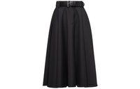 PRADA Leather Long Skirts Women's Coal Gray