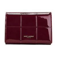 SAINT LAURENT Patent Leather Wallet Small Size Women's Burgundy
