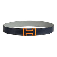 HERMES Leather Leather Belts Unisex Blue Sea/Slate Sea Width: 3.8cm