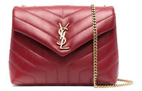 SAINT LAURENT Leather Shoulder Bag, Crossbody Bag Trumpets Women's Vibrant Red