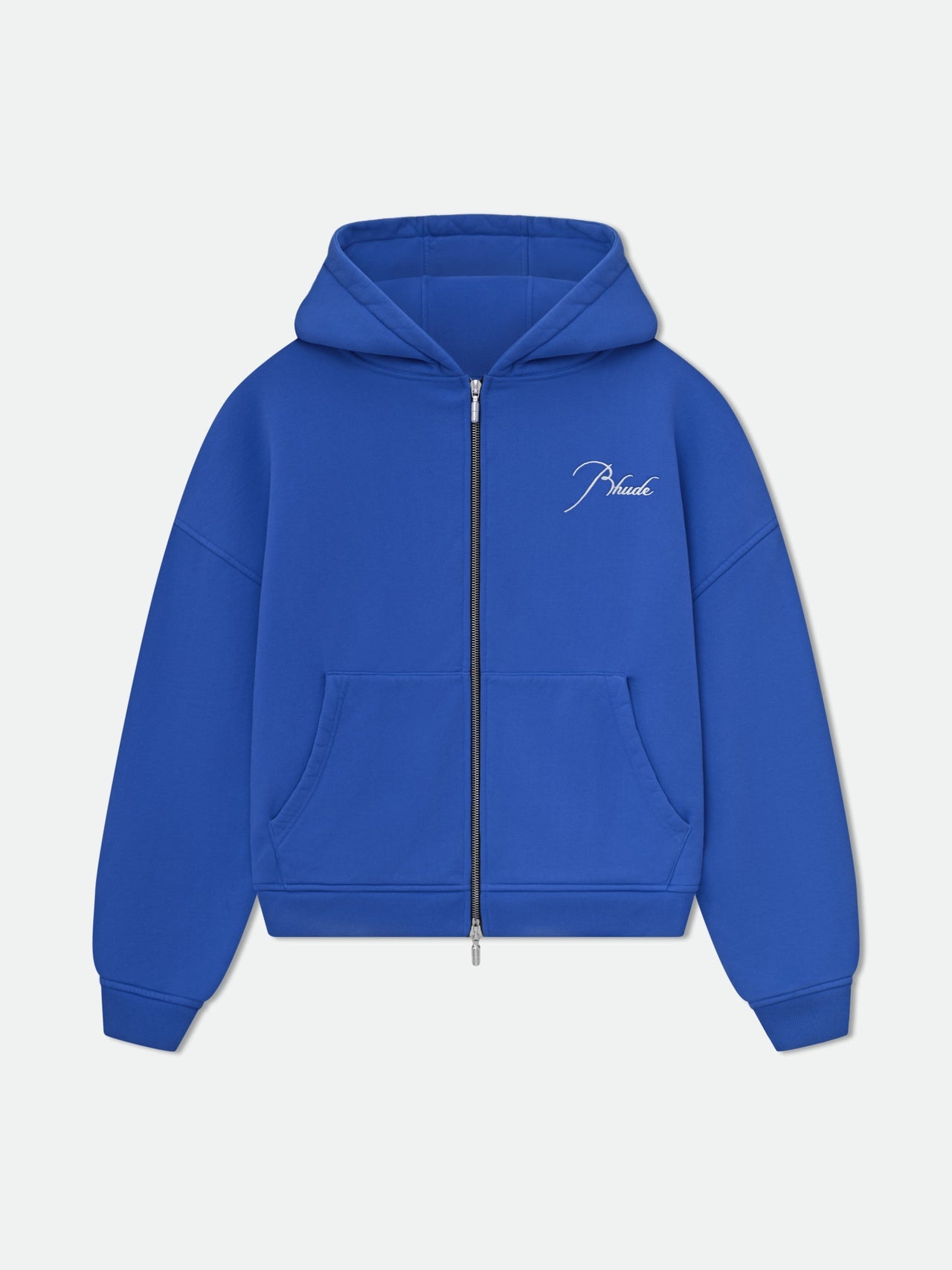 Rhude Men's Zip Up Hoodie Vtg Cobalt Blue