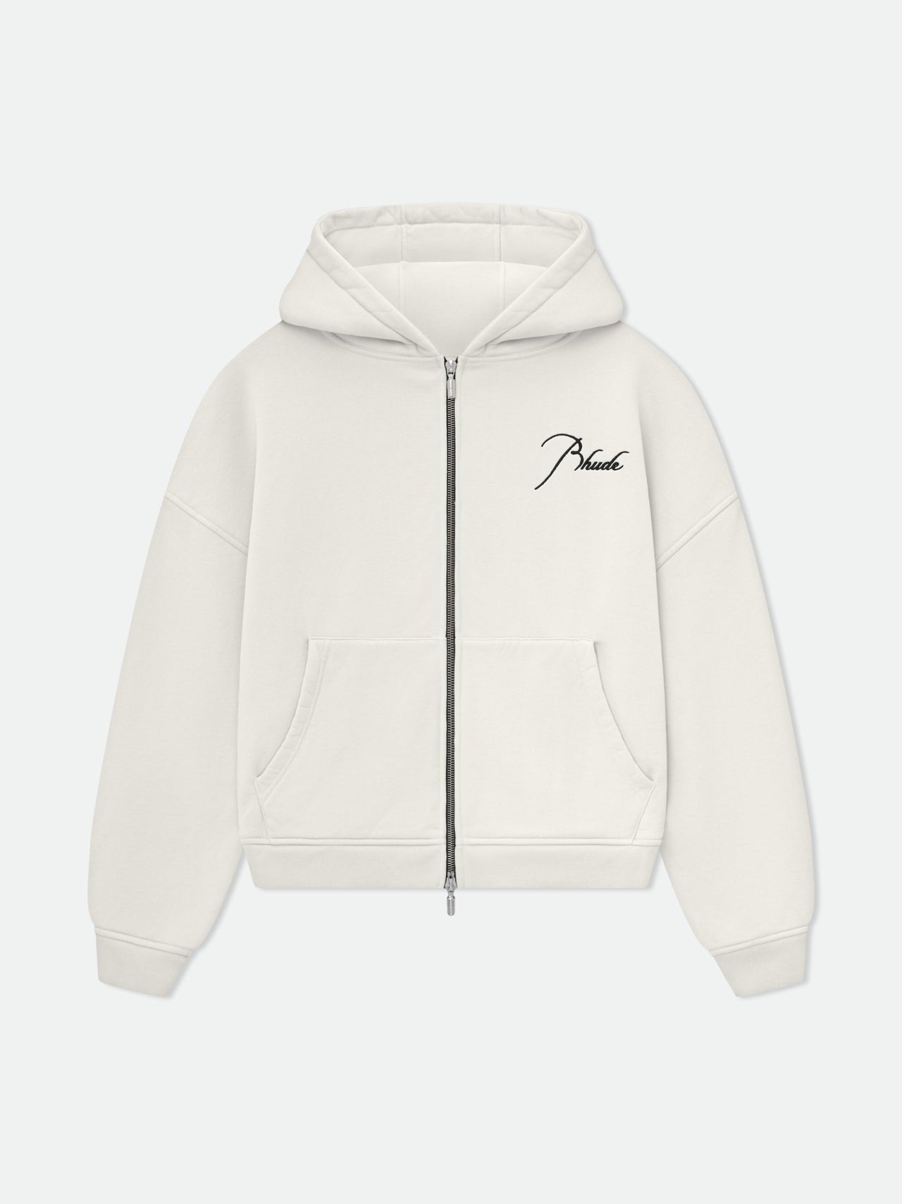 Rhude Men's Zip Up Hoodie Vtg White