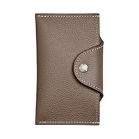 HERMES Iliade Evercolor Leather Card Holder Women's 18 Etoupe Elephant Gray