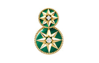 DIOR K Gold Diamond Earrings Women's Green