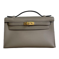 HERMES Kelly Swift Leather Kelly Bag Clutch Mini Women's Starry Gray