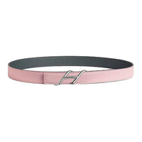 HERMES Calfskin Leather Belts Women's Pink/Gray Width 2.4CM