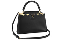 LOUIS VUITTON Capucines Grained Leather Capusin Shoulder Crossbody Handbag Medium Size Women's Black