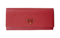 PRADA Cow Leather Wallet Women's Red