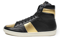 SAINT LAURENT PARIS High-Top Stylish Skateboarding Shoes Men's Black Gold