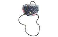 CHANEL Lambskin Messenger Bag Shoulder Bag Crossbody Bag Mini Women's Navy / Light Blue / Pink