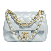 CHANEL Shiny Lambskin Crossbody Bag Shoulder Bag Women's Mint Green