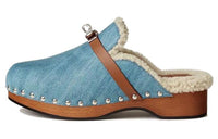HERMES Carlotta Wrap-toe Slippers Women's Blue Claire