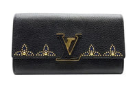 LOUIS VUITTON Cow Leather KapSin Wallet Regular Women's Black