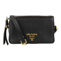 PRADA Leather Crossbody Bag Shoulder Bag Women's Black