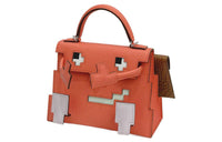 HERMES Kelly Doll Matte Crocodile Leather Millennium Doll Handbag Regular Women's Mexico Pink & Brown