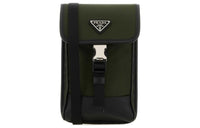 PRADA Leather Bonded Recycled Nylon Crossbody Bag Shoulder Bag Men's Olive Green