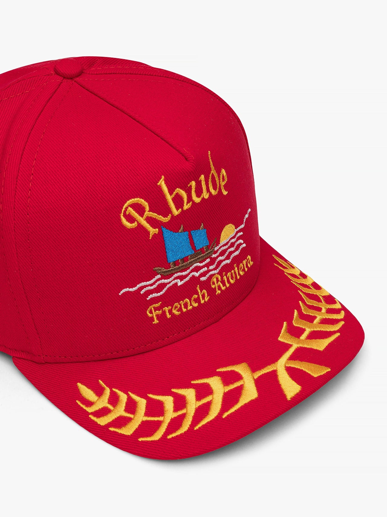 Rhude Slogan-Embroidered Cotton Cap
