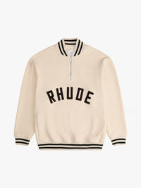 Rhude Men's Quarter-Zip Varsity Cream/black