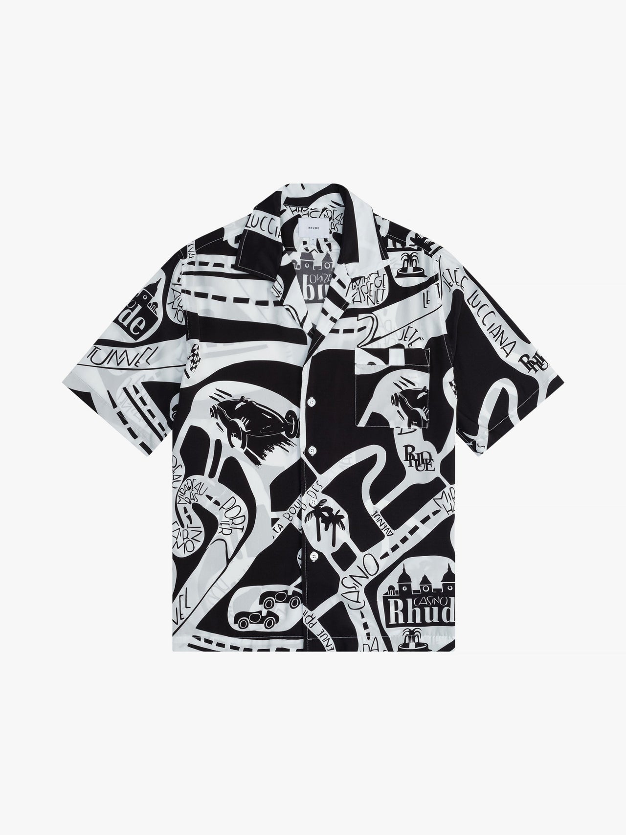 Rhude Men's Strada Silk Shirt Black/white