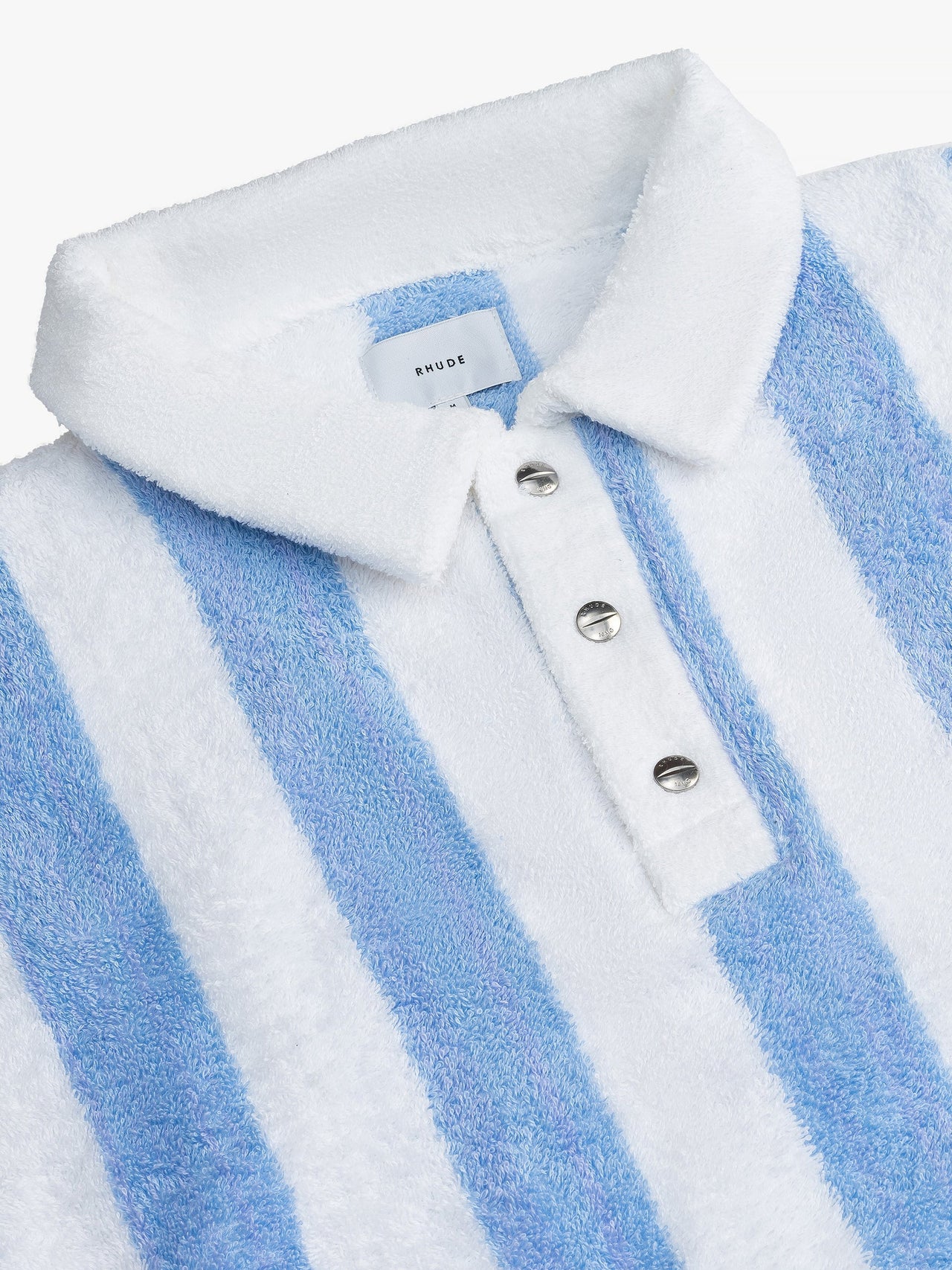 Rhude Men's Striped Loop Terry Polo White/light Blue