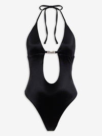 Rhude Women's Rimini One-Piece Swim Metallic Black