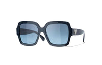 CHANEL Acetate Square Sunglasses Women's Blue