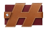 HERMES Evercalf With Epsom Calfskin Card Holder Women's Light Yellow Umber/Red