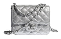 CHANEL Classic Flap CF Lambskin Chain Bag, Shoulder Bag Women's Silver