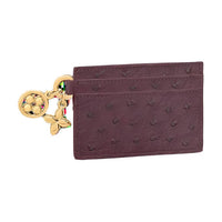 LOUIS VUITTON Ostrich Leather Card Holder Women's Bordeaux Red