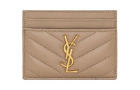 SAINT LAURENT Monogram Lambskin Card Holder Women's Dark Gray