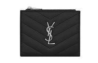 SAINT LAURENT Monogram Calfskin Double Fold Card Holder Women's Black