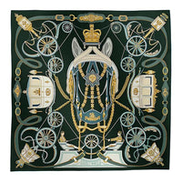 HERMES Mulberry Silk Scarves Women's Green