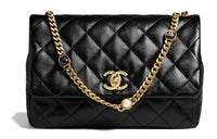 CHANEL Lambskin Mouth Cover Bag Crossbody Bag Regular Women's Black