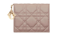 DIOR Lady Dior Lambskin Wallet Mini Women's Taupe