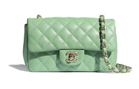 CHANEL Lambskin Crossbody Bag Shoulder Bag Women's Green