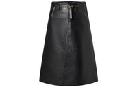 LOUIS VUITTON Leather Long Skirts Women's Black