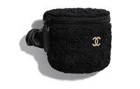 CHANEL Rough Tweed With Leather Coin Purse Unisex Black