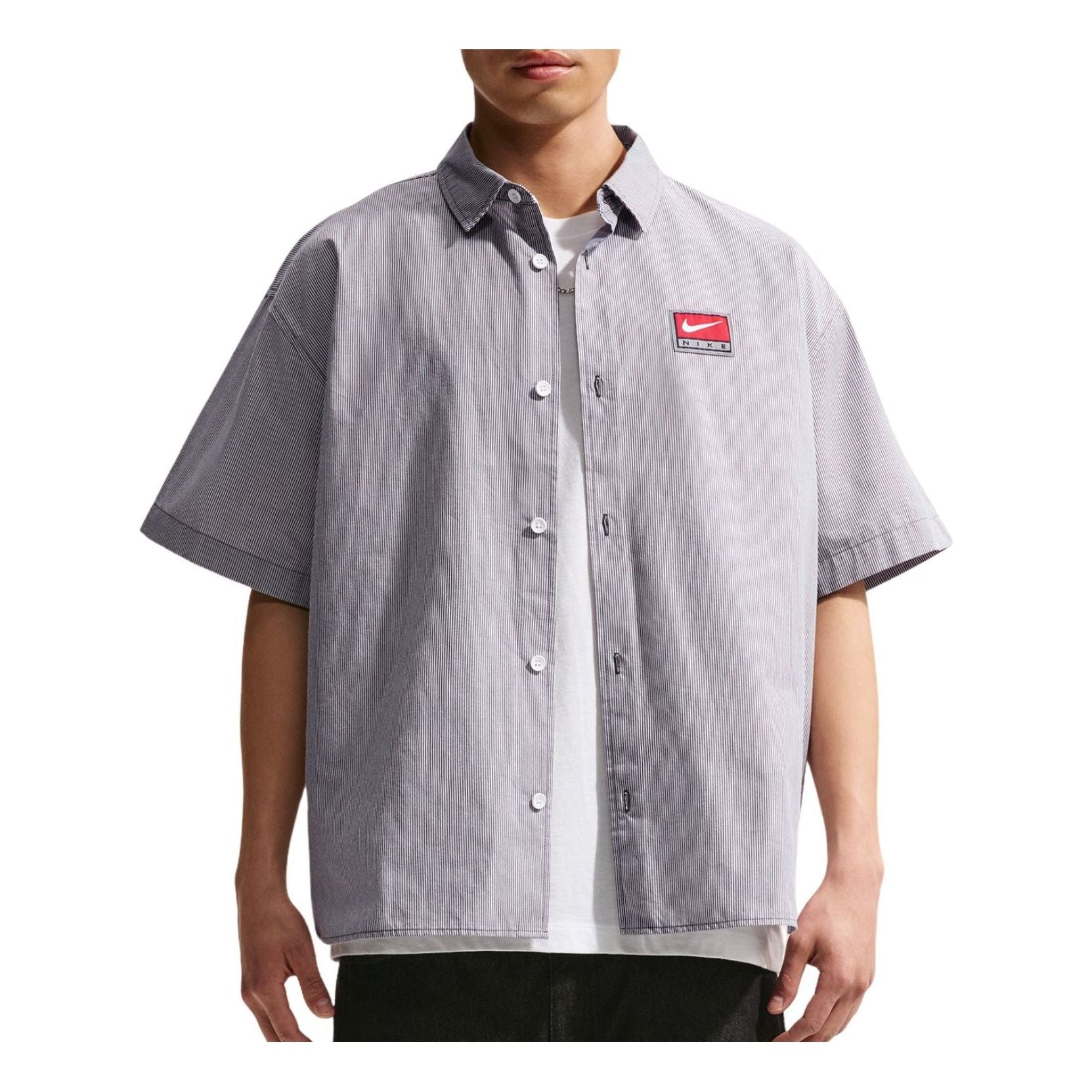 Nike Life Button-Down Shirt 'Anthracite White' IF0927-060